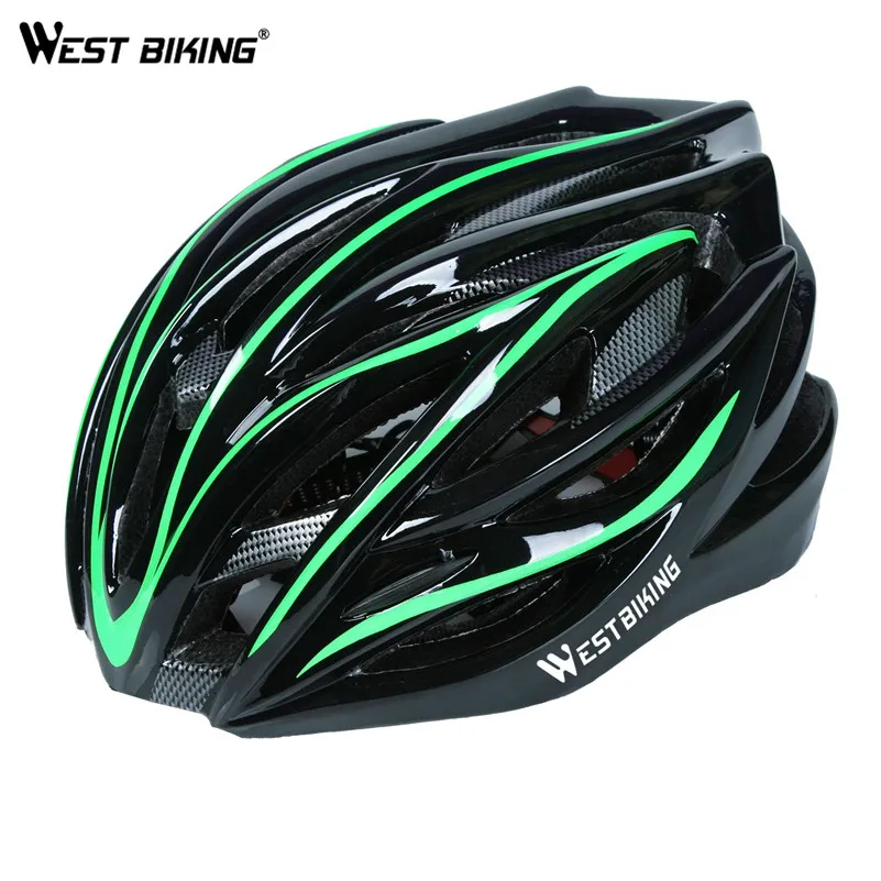 Green Black WEST BIKING ультралегкий цельный литой велосипедный шлем горный MTB велосипедный шлем Casco Capacete Ciclismo велосипедные шлемы - Цвет: Green Black