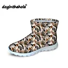 Doginthehole Cavalier Kingженские зимние ботинки с принтом; зимние ботинки без застежки; женские ботильоны с милым рисунком щенка; Zapatos