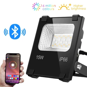 Умный светодиодный прожектор, совместимый с Bluetooth, RGB, 15 Вт, управление через приложение, IP66, водонепроницаемый садовый прожектор с изменением цвета