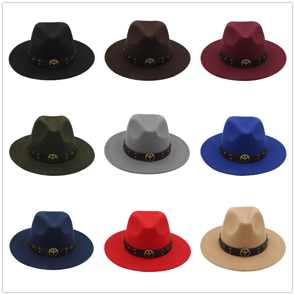 100% шерсть женская и мужская фетровая Шляпа Fedora Осень зима с широкими полями джаз