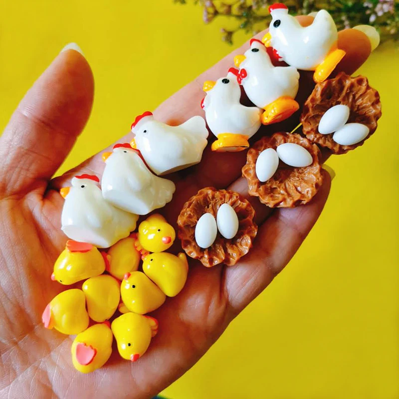 24 pcs 18 шт./24 шт./Петух Курица/животные/миниатюры/милый/Сказочный Сад/гном/мох Декор террариума/ремесла/Бонсай/c128 - Цвет: 24 pcs