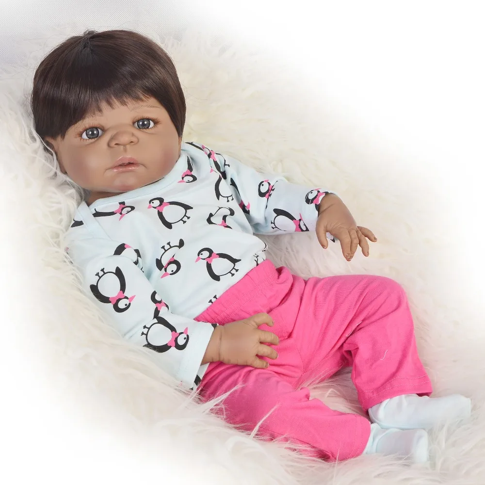 Черная кукла bebe, куклы для девочек 57 см, силиконовая кукла для новорожденного ребенка, кукла принцессы для новорожденного малыша, детская игрушка bonecas