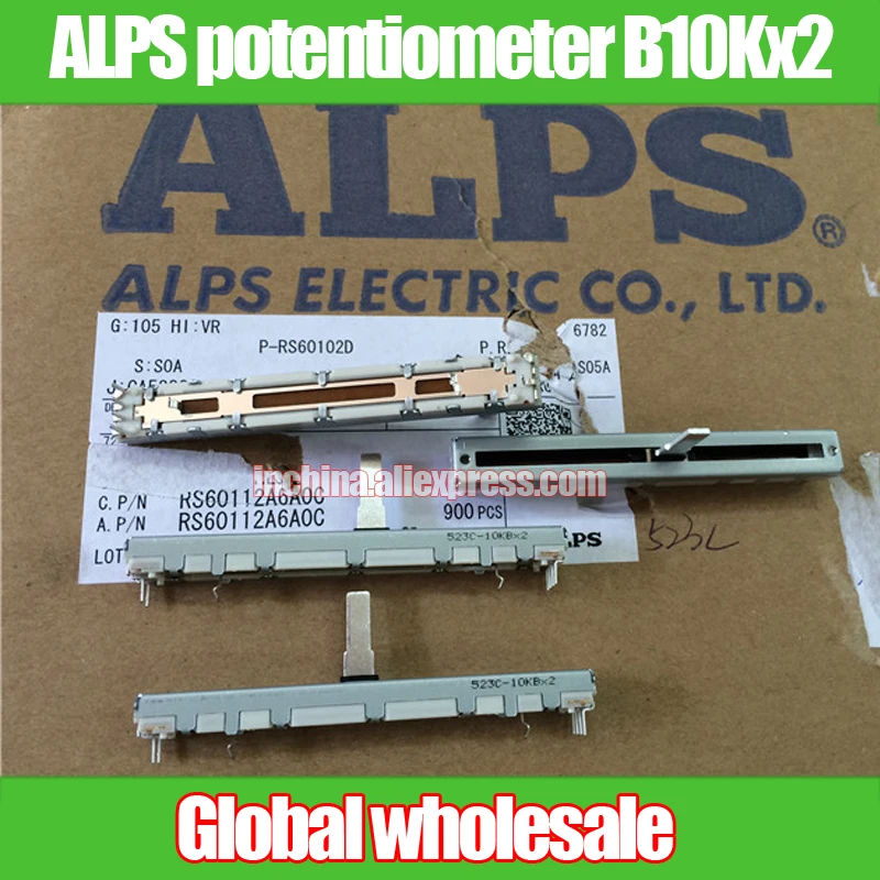 1 шт. Япония ALPS 75 ММ смеситель прямо скольжения потенциометра B10Kx2/двухканальный