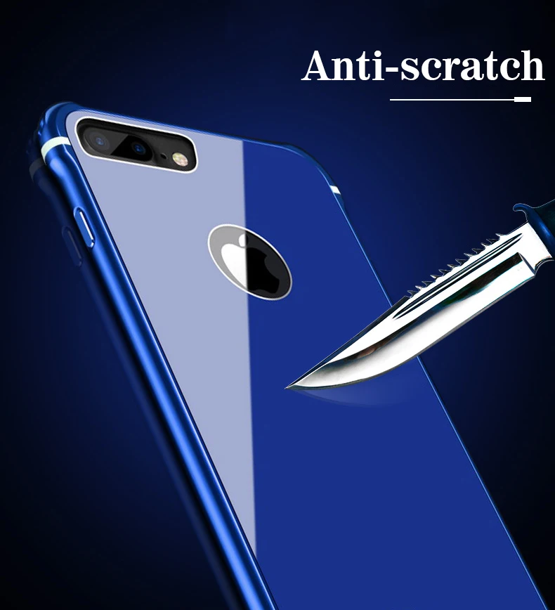 Leanonus чехол для iPhone 8 8 Plus чехол Роскошный Алюминиевый бампер+ Задняя Закаленное стекло-Броня Крышка корпуса для iPhone 8 Plus 7Plus