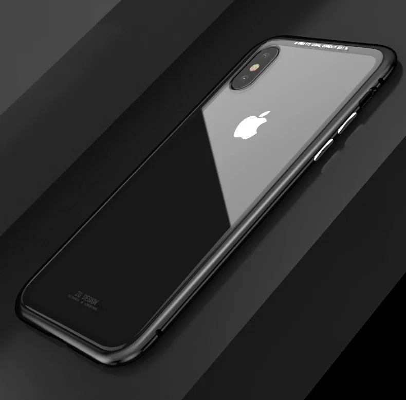 Магнитный адсорбционный чехол для iPhone X 8 7 Plus прозрачное закаленное стекло +