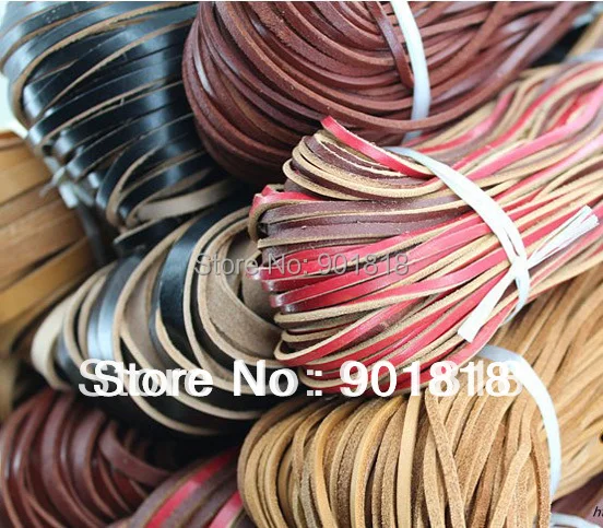 5 м/лот оптовая продажа 3 мм ширина плоский кожаный шнур из 100% коровьей