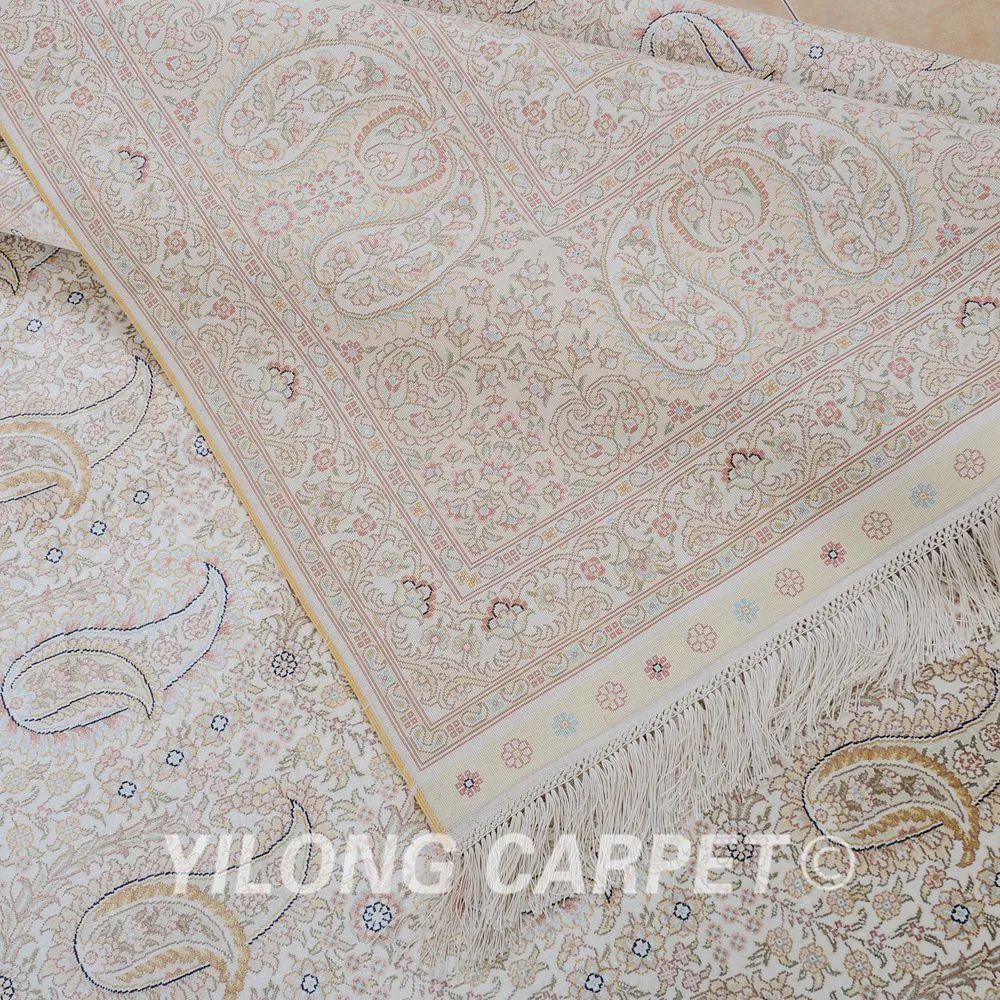 Yilong 8 'x 11 5' Восточный ковер ручной работы с узлом Большой античный бежевый