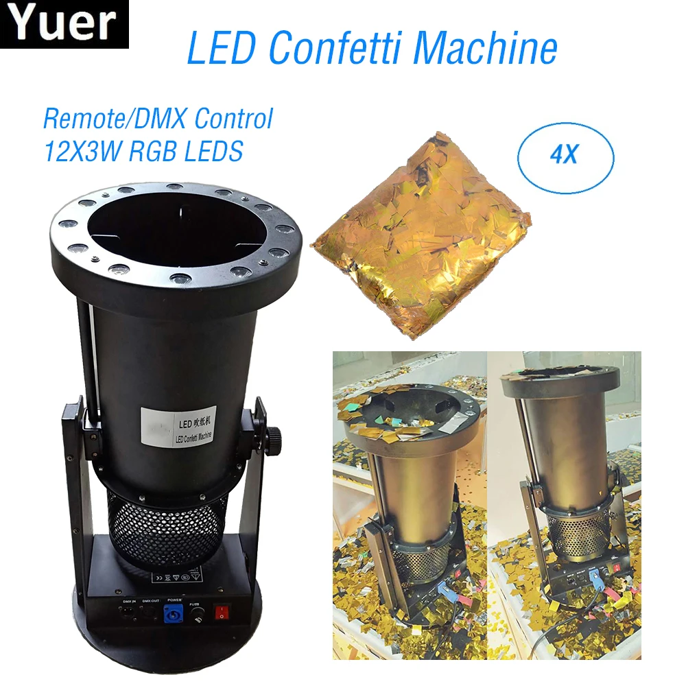 

4Pcs/Lot 12X3W RGB Colors LED Wedding Confetti Cannon Machine Paper Confetti Machine Disco DJ Equipment Christmas Stage Machine