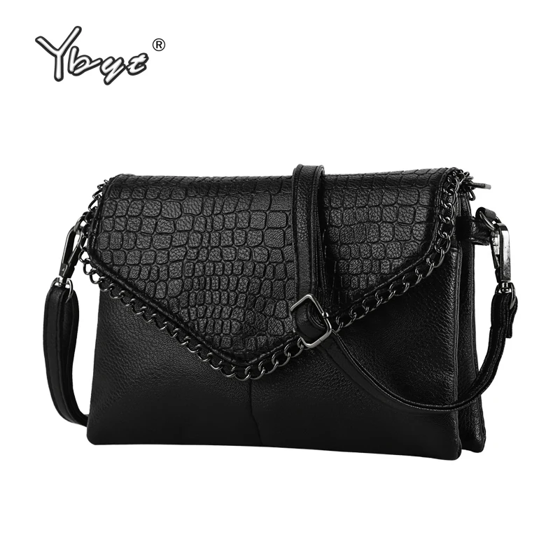 

YBYT brand 2018 new chains alligator handbag hotsale women envelope clutch ladies mobile purse shoulder messenger crossbody bags