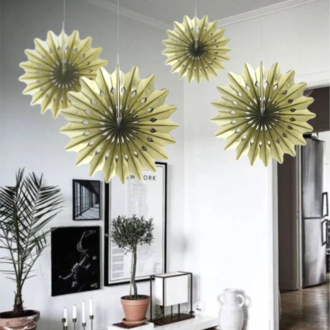 2 шт. Золотой 30 см Бумага вентилятор вырезы Изделия из бумаги День рождения