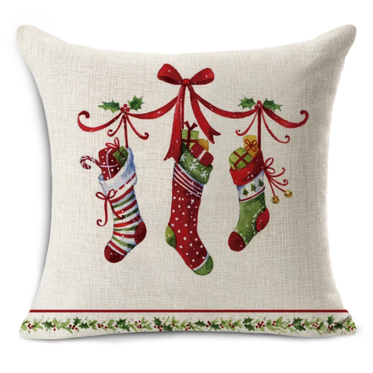 Чехол для подушки из хлопка и льна с рождественским рисунком|cushion cover|cushion cover