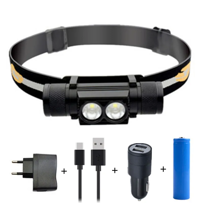 Package H Светодиодный налобный фонарь USB XML T6 L2 головной светильник Водонепроницаемый головки вспышки света светильник фонарь Портативный светодиодный налобный фонарь 18650 Перезаряжаемые открытый светильник - Испускаемый цвет: Package H