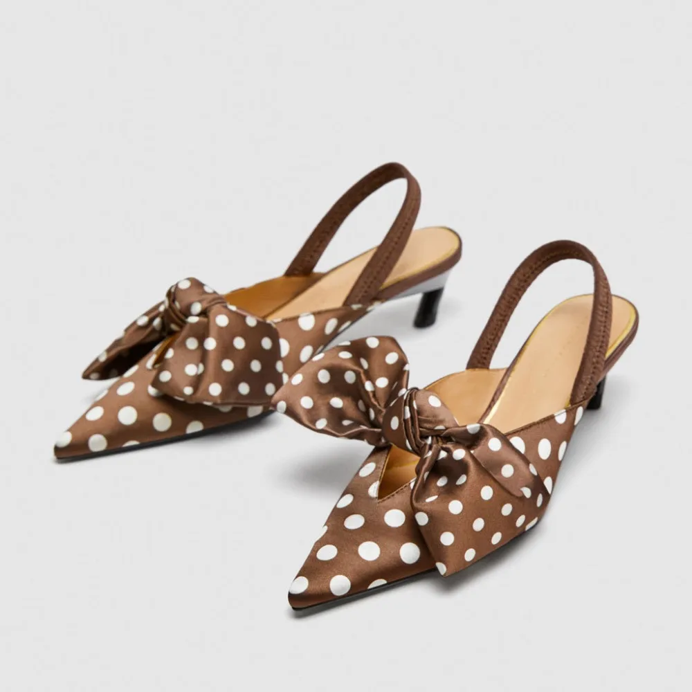 Boussac горошек Slingback Женские босоножки Винтаж Обувь на каблуке рюмочке Для женщин