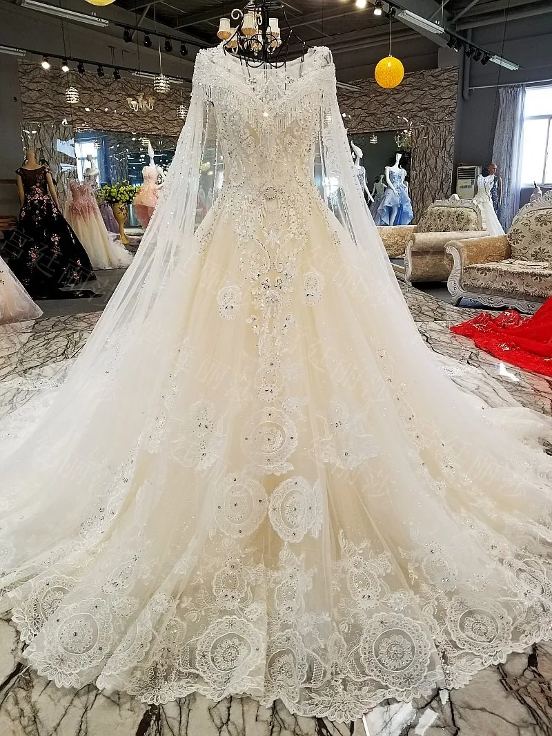 Luxurious Empire Lace Beaded Crystal Wedding Dresses Real Picture Ivory Bridal Wedding Gowns 2021 New Design Custom Made XG09