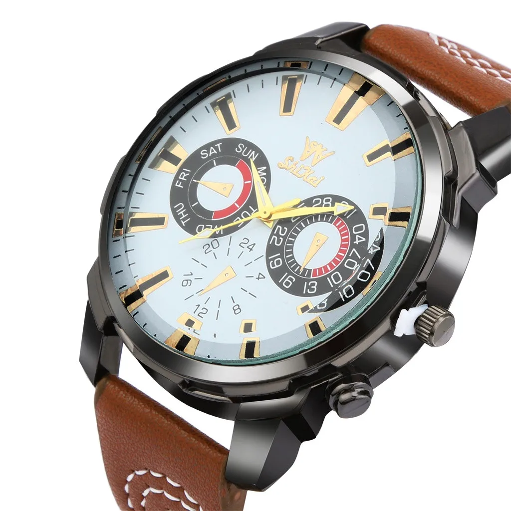Часы otoky мужские часы Роскошные Reloj Hombre бизнес большой циферблат модный кожаный