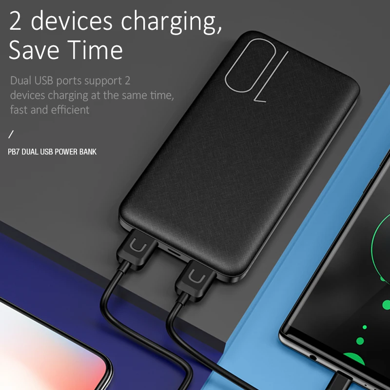 USAMS свет тонкий с двумя портами USB Мощность Bank 10000 MAH Портативный путешествия