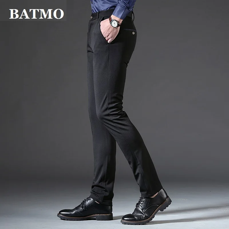 

BATMO 2019 new arrival high quality cotton smart casual elastic skinny pants men,men's slim trousers ,men's pencil pants ,118