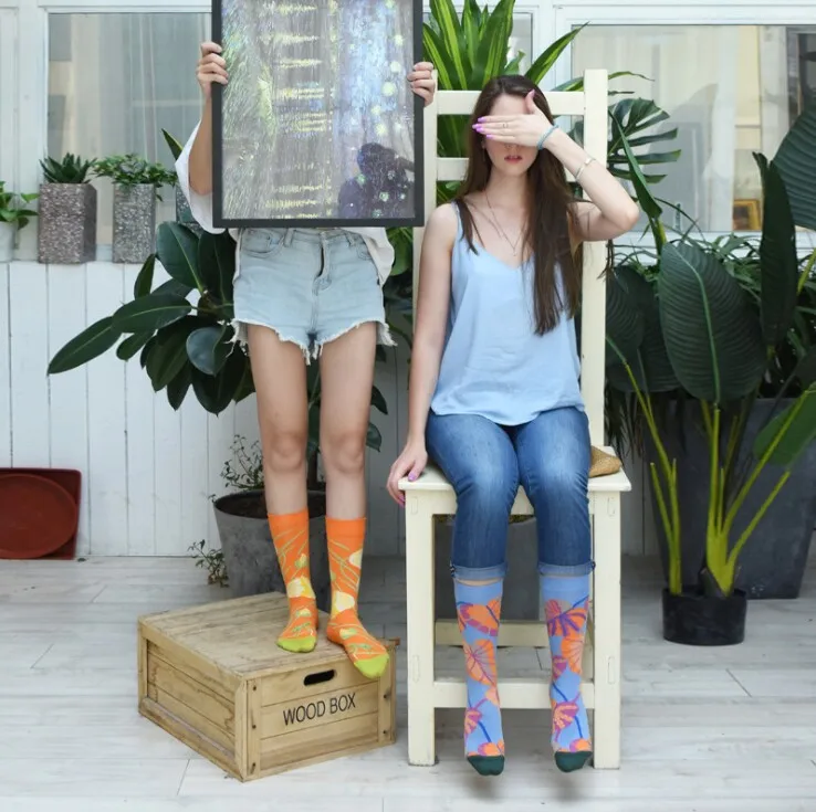 Брендовые качественные женские счастливые носки милые растения цветы с вишней