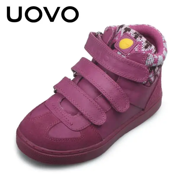 LIGHT PURPLE UOVO/Брендовая детская обувь; сезон осень-зима; детская спортивная обувь; черные кроссовки для мальчиков и девочек; повседневная обувь на резиновой подошве; размеры 31#-38 - Цвет: LIGHT PURPLE