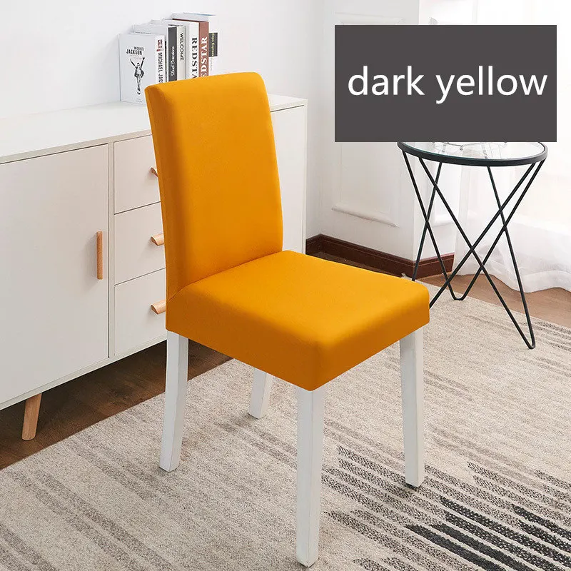 dark yellow Сплошной цвет чехол для кресла спандекс стрейч эластичные Чехлы стрейч чехлы на стулья для столовой кухни свадьбы банкета отеля - Цвет: dark yellow