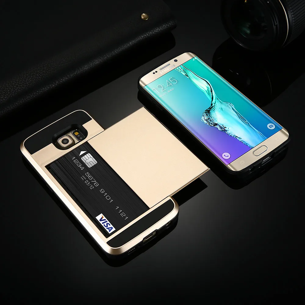 KISSCASE Armor Case For iPhone 6 6s 7 Plus Hybrid Slide Card Holder Luxury PC TPU Cover 5 5s SE Accessories | Мобильные телефоны и