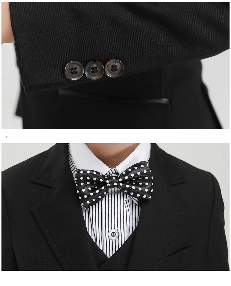 Костюмы для мальчиков (пиджак + жилет штаны галстук бабочка рубашка) приталенный