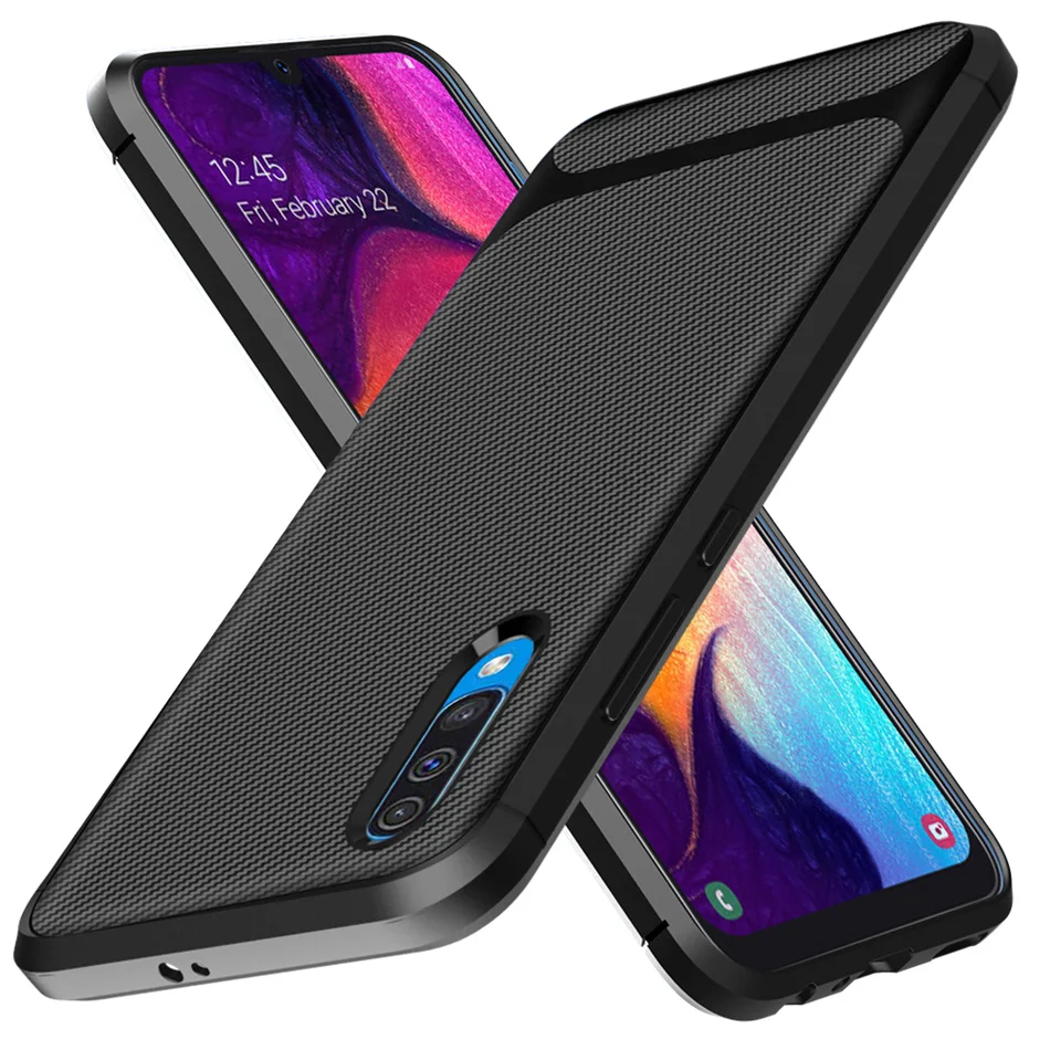 Чехол для Samsung Galaxy A50 мягкий силиконовый ударопрочный чехол из углеродного