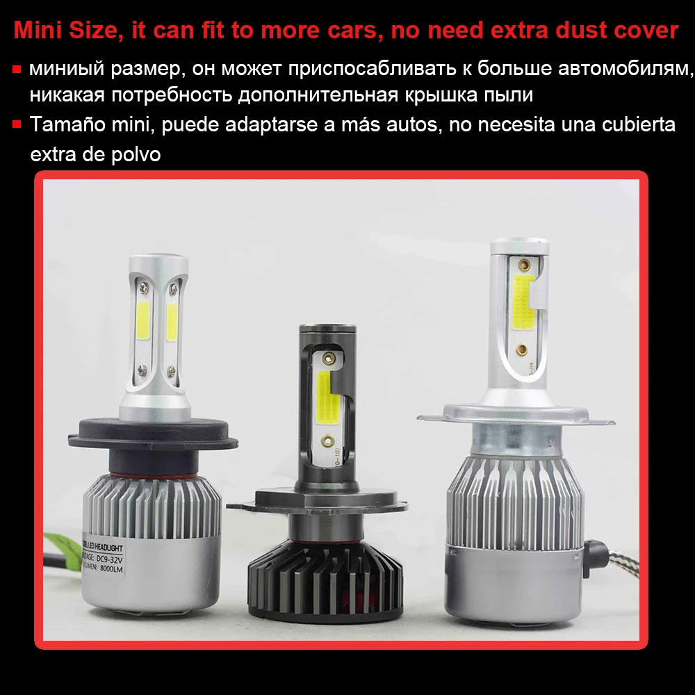 YHKOMS Мини Размер Canbus H4 H7 Светодиодные Автомобильные фары H1 H8 H9 H11 9005 HB3 9006 HB4 авто