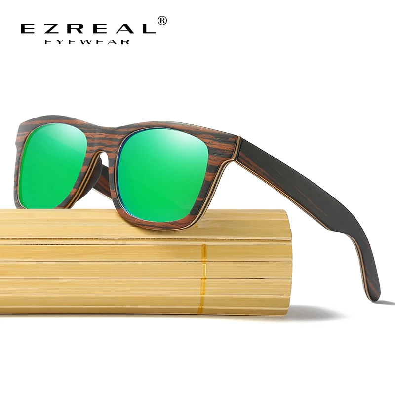 EZREAL деревянные солнцезащитные очки для мужчин бамбуковые Брендовые