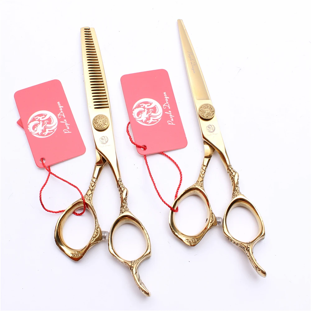 6 inch 17.5cm Professional 440C Gold Color Cutting Scissors Thinning Shears Hairdressing Hair | Красота и здоровье