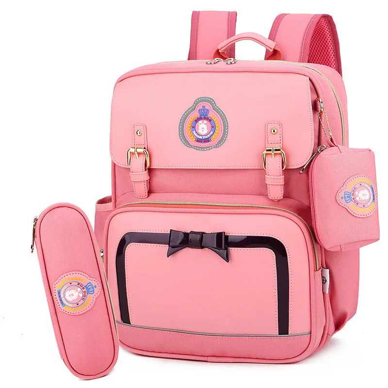 watermelon pink Начальная школа сумки для девочек; Новинка больших размеров, стильная Марочная детская Водонепроницаемый рюкзак для школьников с милым бантом; школьная сумка для детей 3 шт./компл - Цвет: watermelon pink