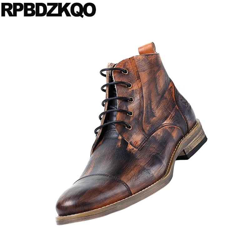 Ботинки мужские в стиле ретро из натуральной кожи на шнуровке|Ботинки| |