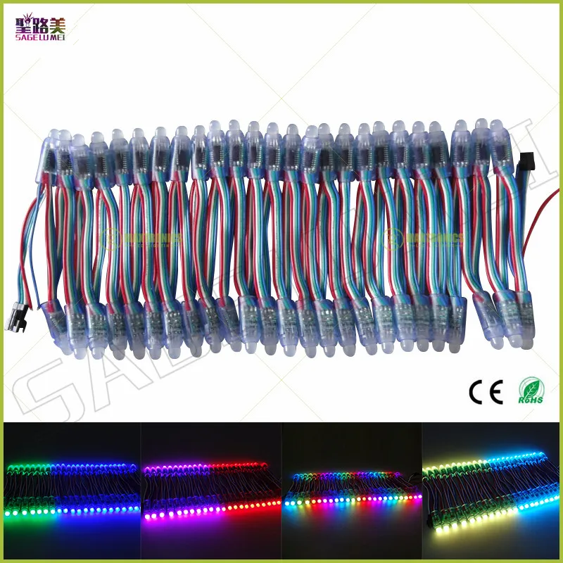 50 шт. светодиодный модуль освещения 12 мм lumineuse luces DC5V Полноцветный WS2801/6803 пикселей