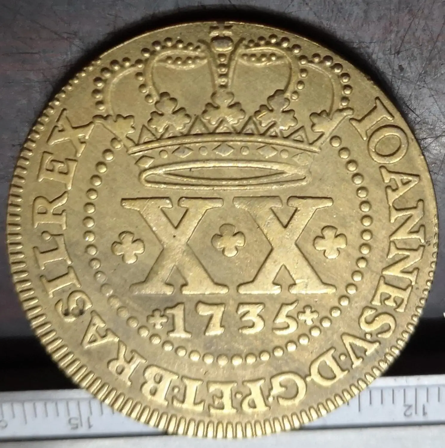 1735 бразильская 20 Reis-Joao V медная копировальная монета 36 мм | Дом и сад