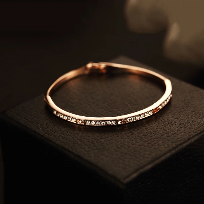 Женский браслет из розового золота с фианитами|bracelet hand|rose gold braceletgold bracelet |