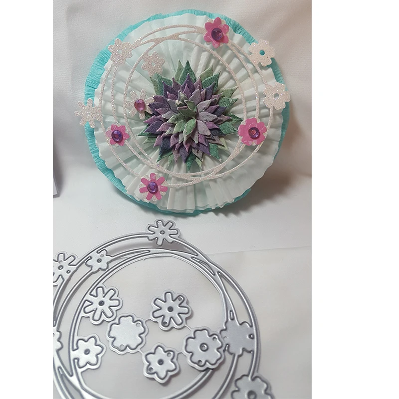 Трафарет для скрапбукинга с цветочными кругами и металлическими нарезками