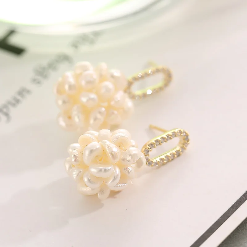 Женские серьги с натуральным пресноводным жемчугом очаровательные ювелирные