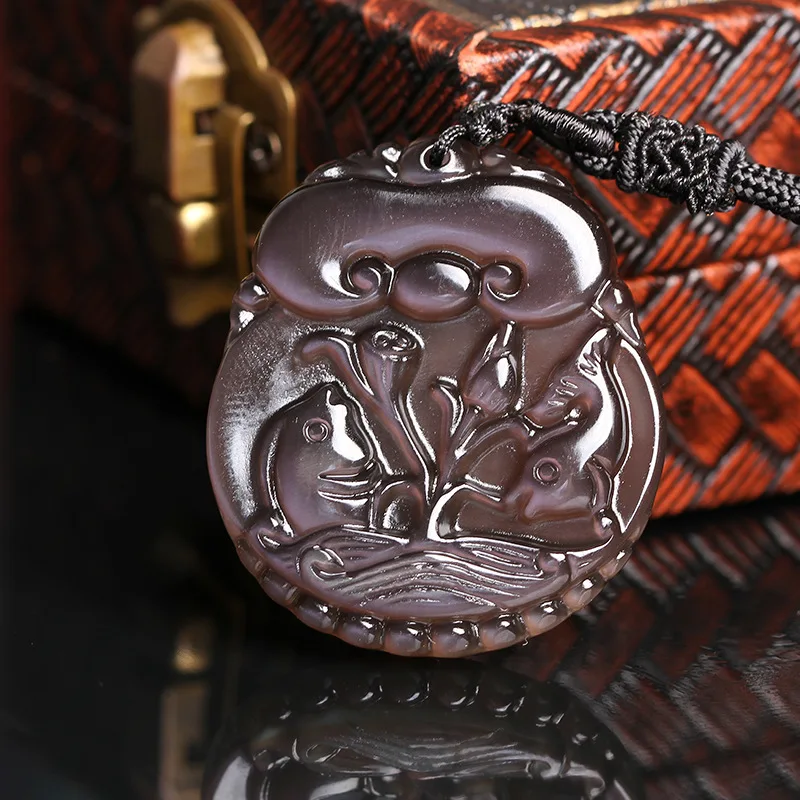 Подлинная Оптовая поставка природного ледяного цвета Обсидиановая подвеска в