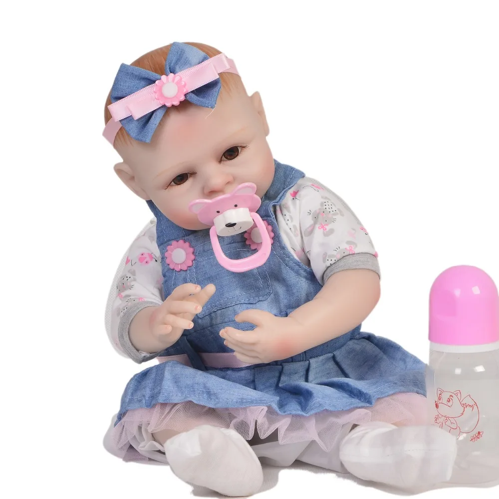 

45cm Full Silicone Body Reborn Baby Doll Toy Like Real vinyl fashion dolls bebe toddlers Bathe Toy Kid Gift collection babies