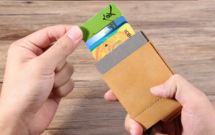 QOONG, новинка, RFID Блокировка, кошелек для путешествий, карта, автоматический, всплывающий, ID, кредитный держатель для карт, для мужчин и женщин, чехол для визиток, кошелек, KH1-022
