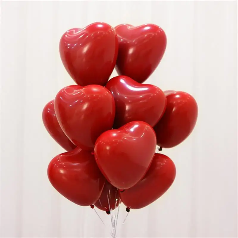 Pomegranate red 10 дюймов 10/6 шт., украшение для свадьбы, свадебные, с надписью "bride to be" anniversa с днем рождения с принтом «сердце», «Любовь шары Горячее предложение - Цвет: Pomegranate red
