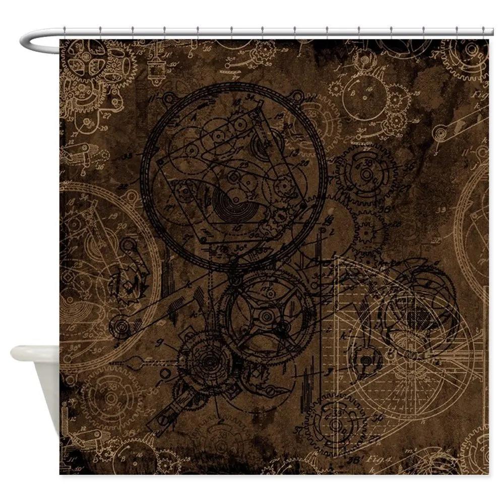 Заводной коллаж коричневая декоративная ткань занавеска для душа ванной комнаты
