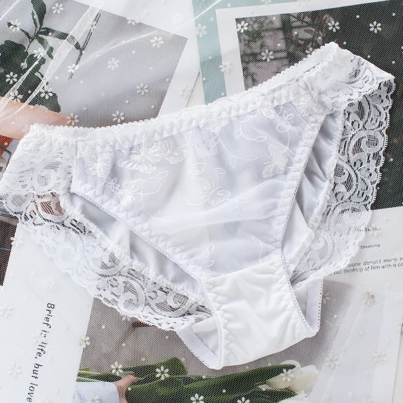 Женское нижнее белье из молочного шелка с вышивкой Милые кружевные