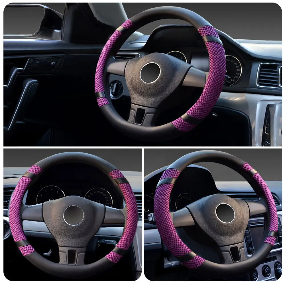 

Cool Steering Wheel Covers Three Colors Middle Auto Steering Wheel Cover Rubber Material Suitable For Four seasons