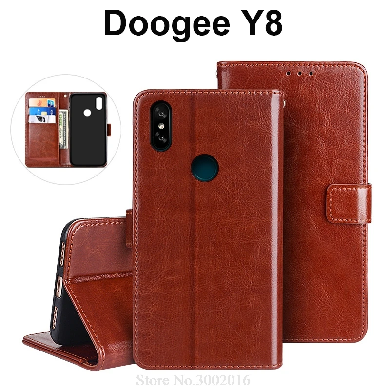 

Бесплатная доставка, чехол-Бумажник Для Doogee Y8, кожаный чехол-бумажник для телефона Doogee Y8, откидной Чехол, силиконовый чехол с подставкой и де...
