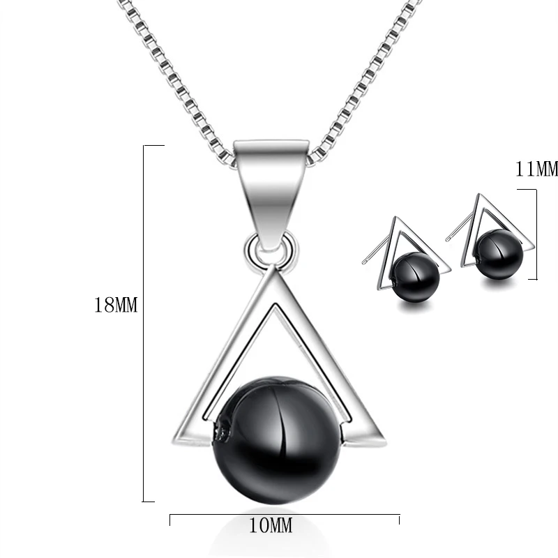 XIYANIKE 925 Sterling Silver Minimalist Fashion Geometric Natural Crystal Triangle Jewelry Sets For Women Ear Accessories NE+EA