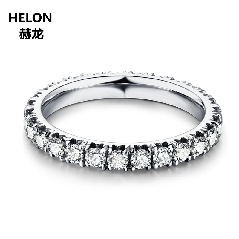 Женское кольцо для помолвки Moissanite однотонное с алмазом из белого золота 14 к 1 9 мм