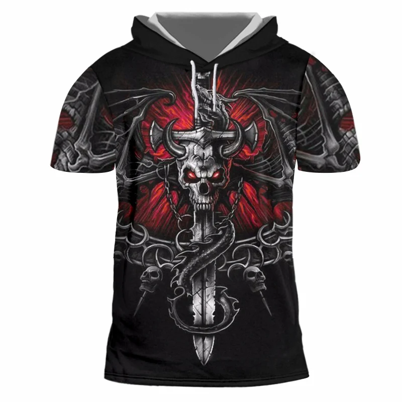 OGKB Новая мода Мужская футболка с капюшоном крутая печать брелок череп 3D Кепка