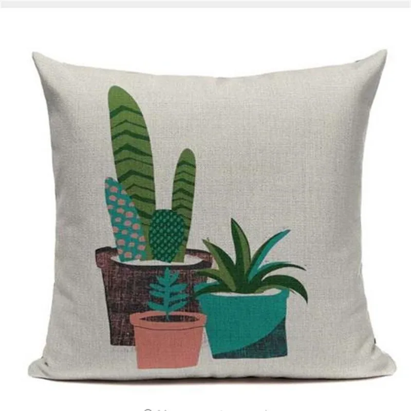 Watercolor Cushion Cover Home&ampCar Decor Pillowcase Yellow Throw Cactus Pillows Home Decorative Housse De Coussin | Дом и сад