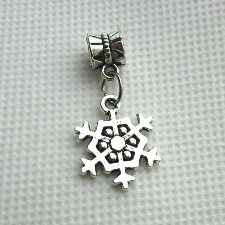 50 шт./лот подвески в виде снежинок бусины с большим отверстием для браслета pando
